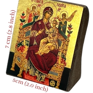 Icon of Virgin Mary Pantanassa S Series Freestanding Sideview and Size, Spiritual Artwork