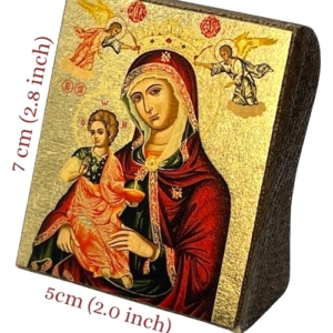 Icon of Virgin Mary Vrefokratousa - Child Holding S Series Freestanding Sideview and Size, Spiritual Artwork