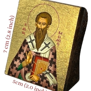 Icon of Saint Vasileios S Series Freestanding Sideview and Size, Spiritual Artwork