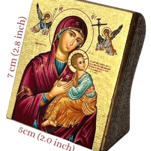 Icon of Virgin Mary of Passion S Series Freestanding Sideview and Size, Spiritual Artwork