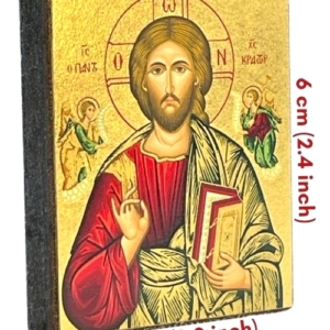 Icon Jesus Christ Pantocrator Magnet S Series Sideview and Size, Spiritual Artwork