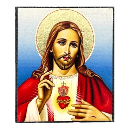 Icon of Sacred Heart of Jesus Christ S Series Freestanding, Spiritual Artwork