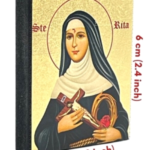Icon of Saint Rita Magnet S Series Sideview and Size, Spiritual Artwork