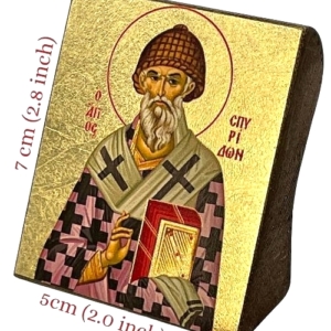 Icon of Saint Spyridon S Series Sideview and Size, Spiritual Artwork