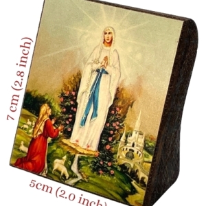 Icon of Virgin Mary - Lady of Lourdes S Series Freestanding Sideview and Size, Spiritual Artwork