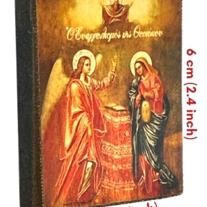 Icon of The Annunciation Magnet S Series Sideview and Size, Spiritual Artwork