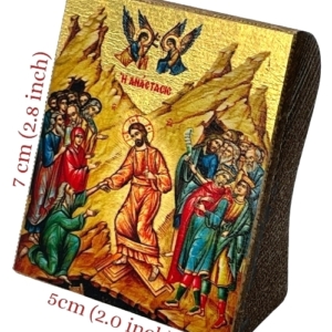 Icon of The Resurrection S Series Freestanding Sideview and Size, Spiritual Artwork