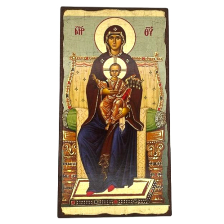 Icon of Virgin Mary Enthroned SW Series (Narrow Style), Spiritual Artwork
