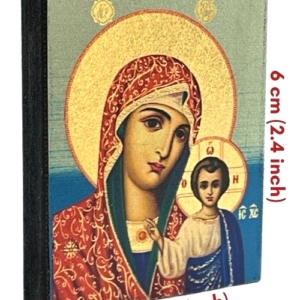 Icon Virgin Mary of Jerusalem Magnet S Series Sideview and Size, Spiritual Artwork