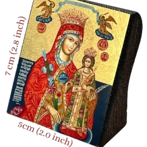 Icon of Virgin Mary of Roses S Series Freestanding Sideview and Size, Spiritual Artwork