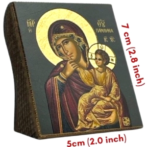 Icon of Virgin Mary Parranythia S Series Sideview and Size, Spiritual Artwork