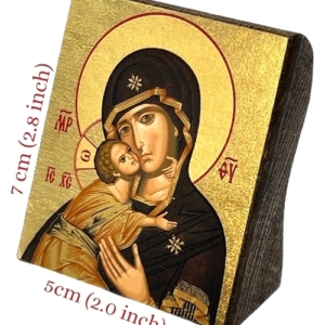Icon of Virgin Mary of Vladimir S Series Freestanding Sideview and Size, Spiritual Artwork