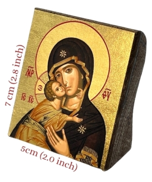 Icon of Virgin Mary of Vladimir S Series Freestanding Sideview and Size, Spiritual Artwork