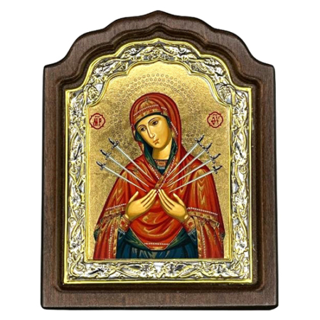 Icon of Virgin with Seven Swords C Series, Spiritual Artwork