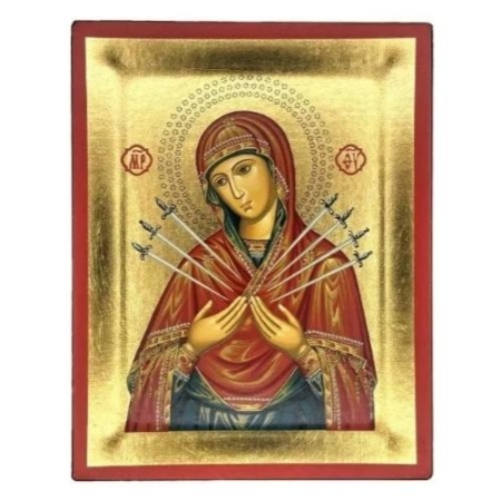 Icon of Virgin with Seven Swords S Series, Religious Artwork