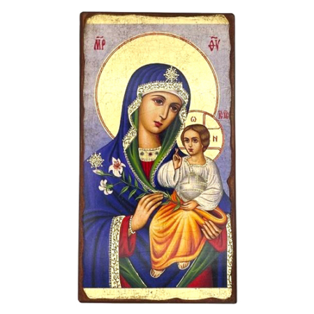 Icon of Virgin Mary Eternal Bloom SW Series (Narrow Style), Spiritual Artwork