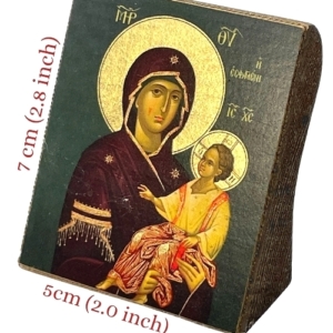 Icon of Virgin Mary Slained S Series Freestanding Sideview and Size, Spiritual Artwork