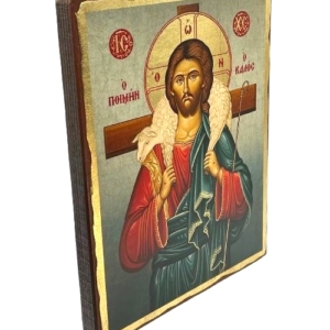 Icon of Jesus Christ Good Shepherd SW Series (Standard Style), Side view, Orthodox Artwork
