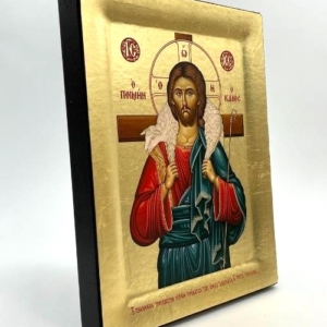 Icon of Jesus Christ Good Shepherd S Series Sideview and Size, Christian Artwork