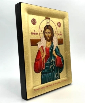 Icon of Jesus Christ Good Shepherd S Series Sideview and Size, Christian Artwork