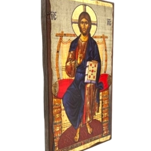 Icon of Jesus Christ Pantocrator SW Series (Narrow Style) Side view, Orthodox Artwork