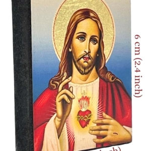 Icon of Sacred Heart of Jesus Christ Magnet S Series Sideview and Size, Spiritual Artwork