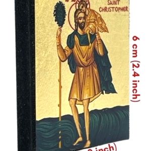 Icon of Saint Christopher Magnet S Series Sideview and Size, Spiritual Artwork