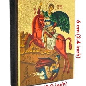Icon of Saint Demetrios Magnet S Series Sideview and Size, Spiritual Artwork