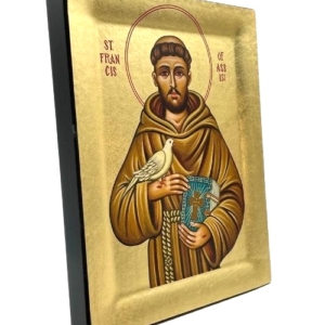 Icon of Saint Francis of Assisi S Series Side view and Size, Spiritual Artwork