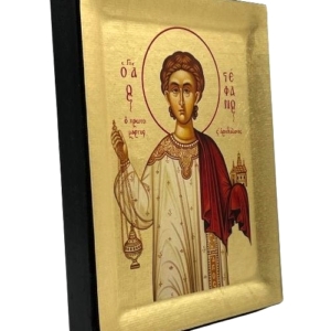 Icon of Saint Stefanos S Series Sideview and Size, Spiritual Artwork