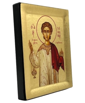 Icon of Saint Stefanos S Series Sideview and Size, Spiritual Artwork