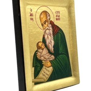 Icon of Saint Stylianos S Series Sideview and Size, Christian Artwork