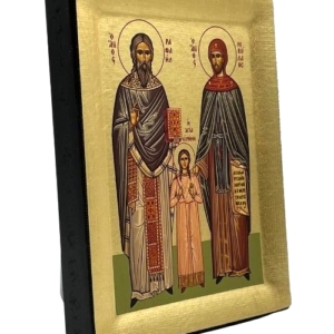 Icon of Saints Raphael Nicolaos and Irene S Series Sideview and Size, Christian Artwork