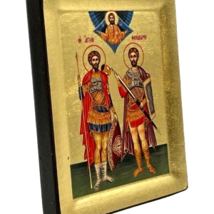 Icon of Saints Theodoroi S Series Sideview and Size, Christian Artwork