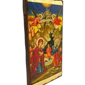 Icon of The Birth of Jesus Christ SW Series (Narrow Style) Side view, Orthodox Artwork
