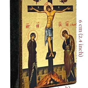 Icon of The Crucifixion Magnet S Series Sideview and Size, Spiritual Artwork