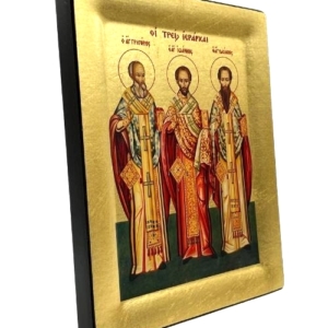 Icon of Three Hierarches S Series Side view and Size, Religious Artwork