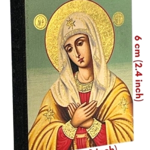 Icon of Virgin Mary Praying Magnet S Series Sideview and Size, Spiritual Artwork