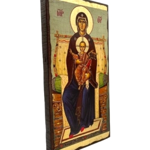 Icon of Virgin Mary Enthroned SW Series (Narrow Style) Side view, Religious Artwork