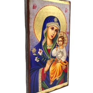 Icon of Virgin Mary Eternal Bloom SW Series (Narrow Style) Side view, Orthodox Artwork