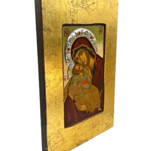 Icon of Virgin Mary Glykofilousa - Sweet Kissing FS Series Sideview and Size, Religious Artwork