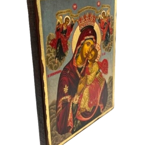 Icon of Virgin Mary Glykofilousa - Sweet Kissing SW Series (Standard Style), Side view, Orthodox Artwork