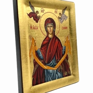 Icon of Virgin Mary Holy Belt S Series Side view and Size, Religious Artwork