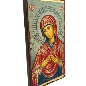 Icon of Virgin Mary with Seven Swords SW Series (Narrow Style) Side view, Religious Artwork