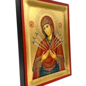 Icon of Virgin with Seven Swords S Series Side view and Size, Spiritual Artwork