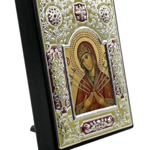 Icon of Virgin with Seven Swords ME Series Sideview, Religious Artwork
