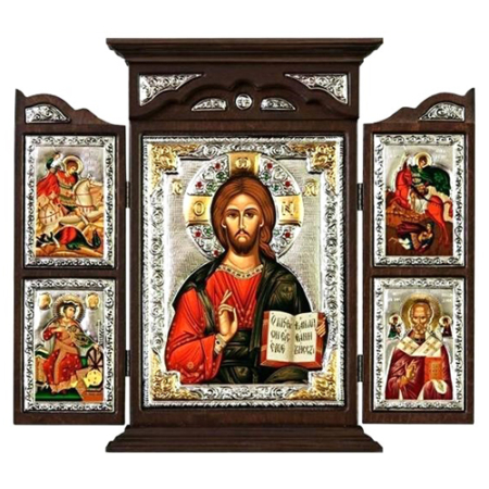Triptych Icon of Jesus Christ of Kazan Pantocrator T Series, Spiritual Artwork