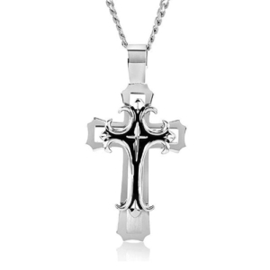 Medium Statement Cross Necklace in Black