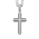 Men's Stainless Steel Brushed Black Inlay Cross Pendant Necklace