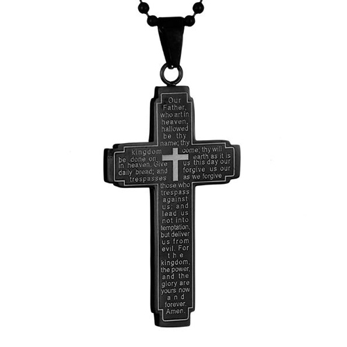 Dante Stainless Steel Men's Double Finish Cross Necklace - 20619108 | HSN